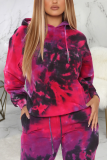 purple Sexy Print Tie-dye Hooded Collar Long Sleeve Two Pieces