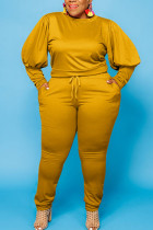 Ginger Sexy Solid O Pescoço Plus Size
