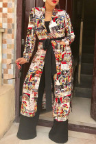 Cárdigan con estampado casual de moda multicolor con prendas de vestir exteriores con cinturón
