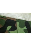 Grönt Mode Casual Camouflage Leopard Grain Print Långärmad en axelkrage