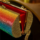 Bolsa transversal colorida fashion patchwork com alça de corrente