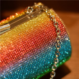 Bolsa transversal colorida fashion patchwork com alça de corrente