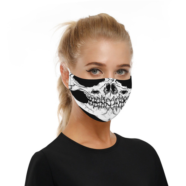 Protección facial con estampado casual de moda en blanco y negro
