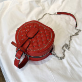 Bolsa transversal moda casual com alça de corrente vermelha