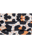 Dunkelblauer, modischer, lässiger Camouflage-Leopard-Korndruck, langer Ärmel, Kragen mit einer Schulter