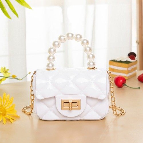 White Fashion Patchwork Solid Chain Strap Crossbody Bag