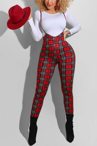Red Work Daily Print O Neck Long Sleeve Two Pieces