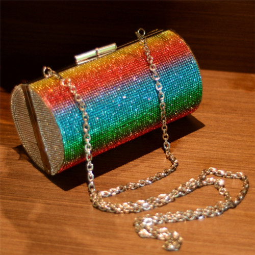 Colorful Fashion Patchwork Chain Strap Crossbody Bag