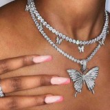 Серебряное модное сексуальное колье с бабочкой