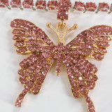 pendentif collier papillon décontracté mode rose rouge