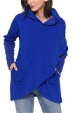 Camisetas e camisetas regulares com capuz azul escuro novidade regular com capuz e bolsos completos