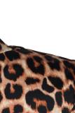 Leopardenmuster, modisch, für Erwachsene, sexy, Leopardenmuster, zweiteilige Anzüge, schmale Passform, Patchwork, Tarnung, Bleistift, lang