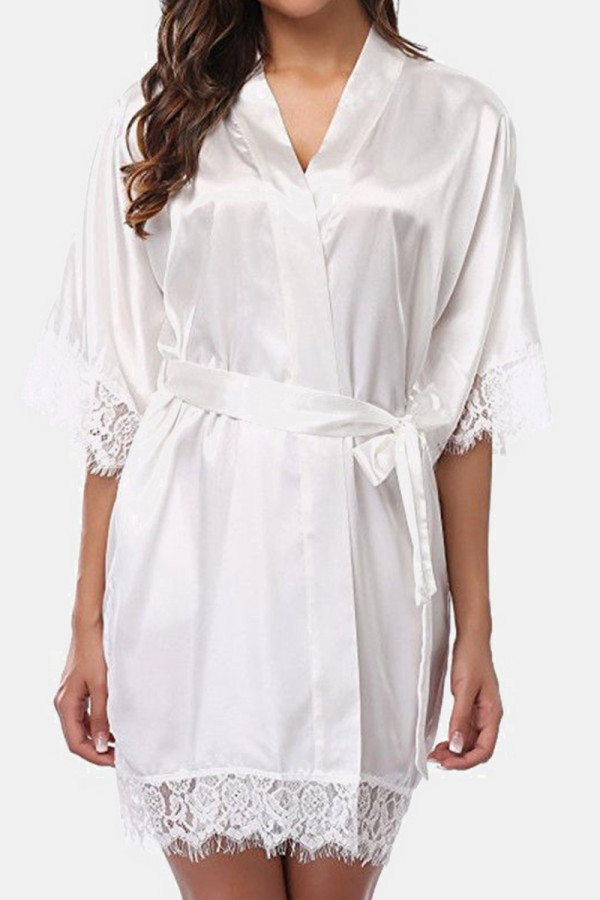 Белая сексуальная модная свободная кружевная ночная рубашка