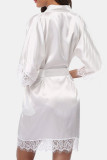 Camicia da notte in pizzo bianco sexy alla moda