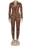 Leopard print Fashion adult Sexy Leopard Print Two Piece Suits Slim fit Patchwork Camouflage pencil Long