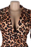 Green Fashion adult Sexy Leopard Print Two Piece Suits Slim fit Patchwork Camouflage pencil Long