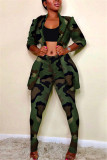 Camouflage Mode Casual Print långärmad tvådelad kostym