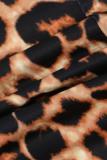 Multi-color Fashion adult Sexy Leopard Print Two Piece Suits Slim fit Patchwork Camouflage pencil Long