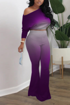 Фиолетовый сексуальный пэчворк с постепенным изменением, одно плечо, половина рукава, два предмета