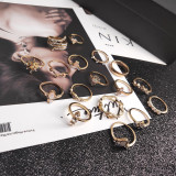 Conjunto de 17 anéis de diamante casual fashion em ouro