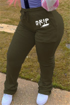 Армейские зеленые модные повседневные брюки с буквенным принтом и средней талией