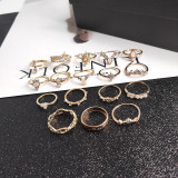 Set di 17 anelli di diamanti casual alla moda in oro