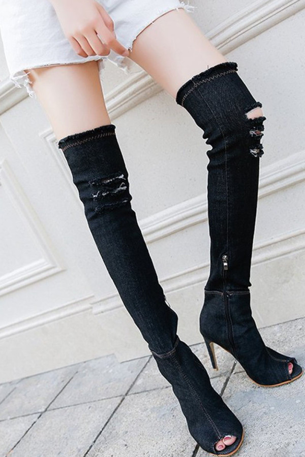 Sapatos pontiagudos antigos de moda preta sexy