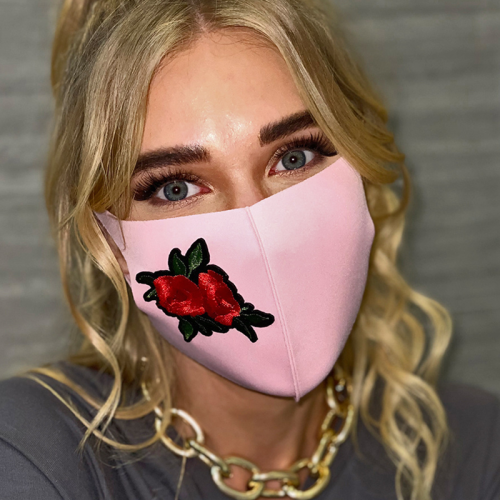 Proteção facial com estampa casual rosa moda