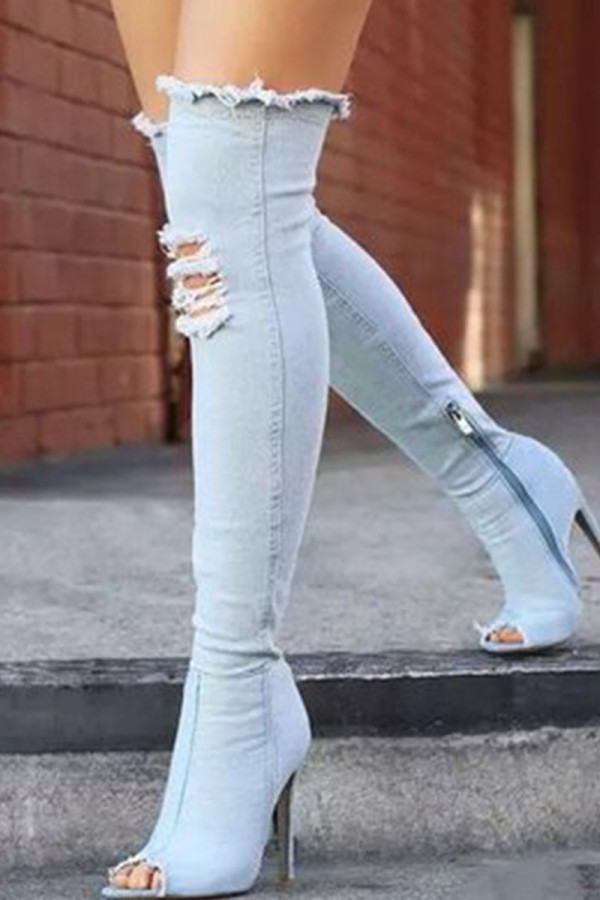 Sky Blue Fashion Sexy Make Old Pointed Shoes