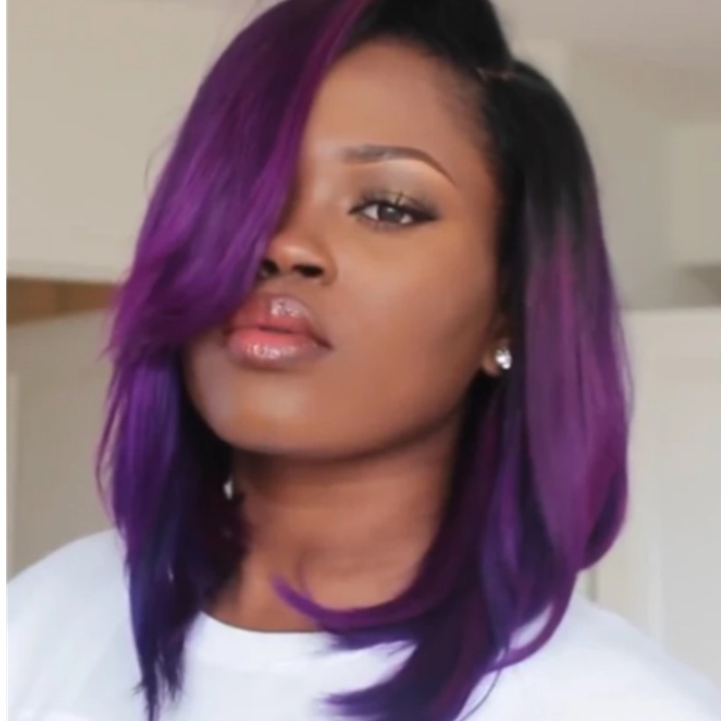 

Purple Fashion Casual Microroll Mid-length Wigs