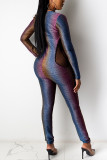 Multicolor Mode Sexy Patchwork Uitgeholde Skinny Jumpsuits