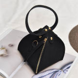 Svart Fashion Solid Zipper Design Crossbody Bag