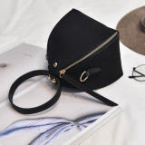 Bolso bandolera con diseño de cremallera sólida de moda negra
