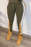 Pantaloni Harlan a vita media elastici larghi con cordino casual verde militare