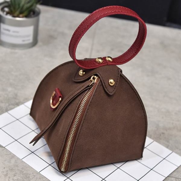 Bolso bandolera con diseño de cremallera sólida de moda marrón