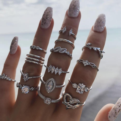 Moda d'argento quindici set di anelli