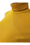 Желтый повседневный костюм-двойка Однотонный лоскутный комплект из двух частей-карандаш с длинными рукавами