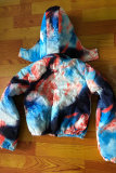 Vêtements d'extérieur à col à capuche tie-dye multicolore Street Print