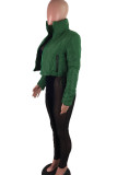 Army Green Street Однотонная лоскутная верхняя одежда без пояса Воротник-стойка