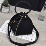Svart Fashion Solid Zipper Design Crossbody Bag