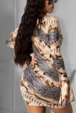 Robes de jupe crayon multicolores à imprimé patchwork et col en U