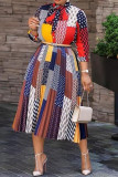Multicolor Fashion Casual Print Basic O-Ausschnitt bedrucktes Kleid (ohne Gürtel)