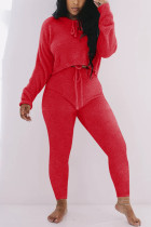 Rouge Casual Living Solid Basic O Neck Long Sleeve Two Pieces