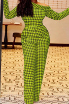 Groene Mode Casual Print Basic Schuine Kraag Regular Jumpsuits