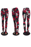 Red Street Camouflage Print Boot Cut Bottoms