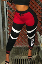 Schwarzer Street Sportswear-Print mit Gürtel und normaler Bleistifthose mit mittlerer Taille