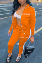 Оранжевая сексуальная саржевая атласная однотонная водолазка с вышивкой с длинным рукавом, обычный рукав, два предмета