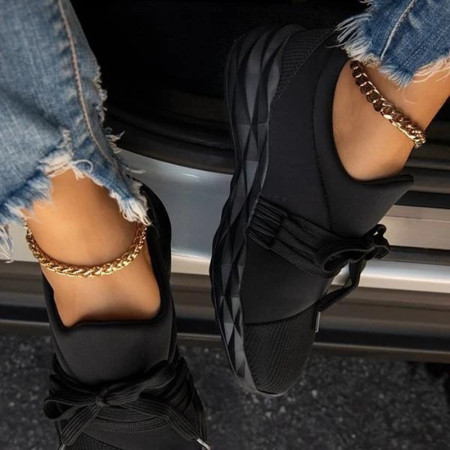 Black Fashion Casual Solid Color Breathable Sneakers