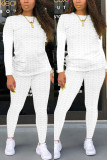 Белые модные повседневные однотонные застежки-молнии, базовые, с круглым вырезом, с длинным рукавом, из двух предметов