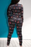 Khaki Sweet Print Regular Jumpsuits mit V-Ausschnitt